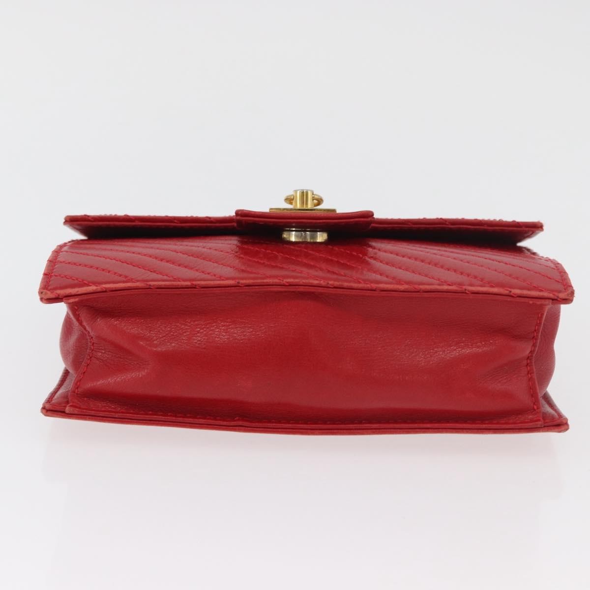 Celine CELINE Chain Shoulder Bag Leather 2way Red Gold Authentic BA13005