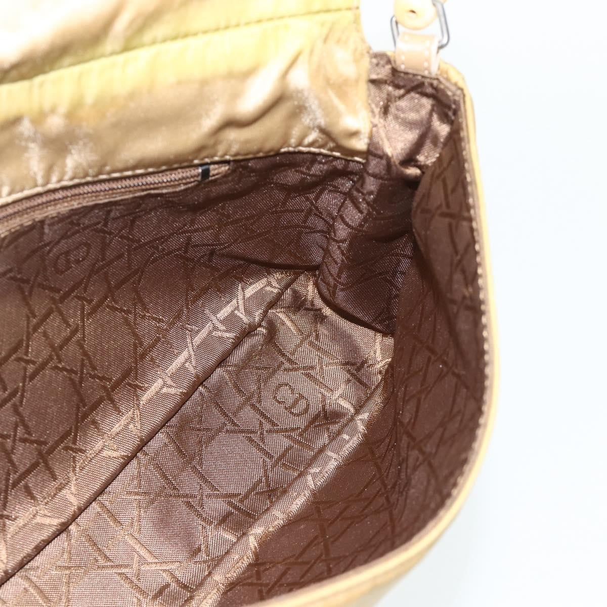 Dior Christian Dior Maris Pearl Shoulder Bag Nylon Beige Silver Authentic 180083