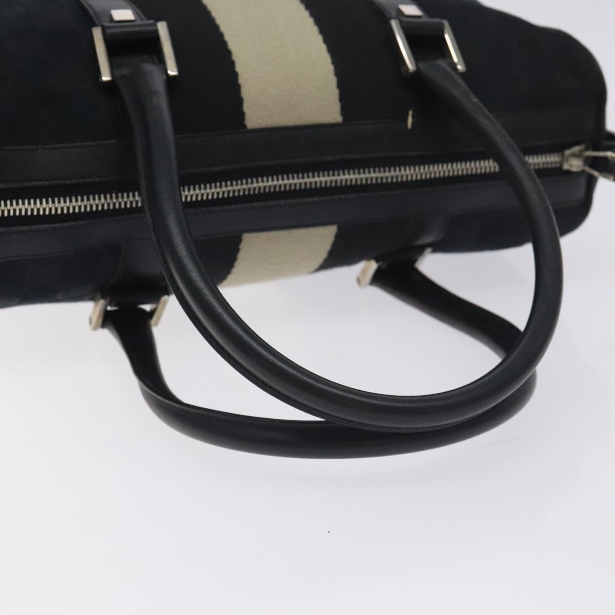 Gucci GUCCI GG Canvas Sherry Line Hand Bag Black Silver 000 0851 00221 Authentic am8716