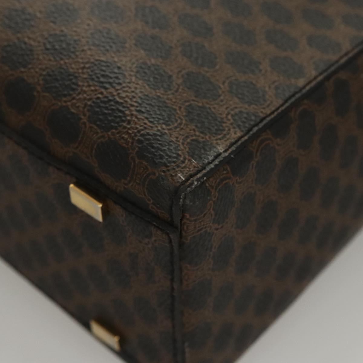 Celine CELINE Macadam Canvas Hand Bag PVC Leather 2way Black Gold Authentic 120130