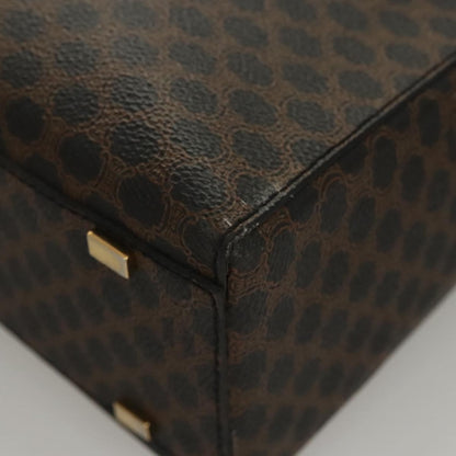 Celine CELINE Macadam Canvas Hand Bag PVC Leather 2way Black Gold Authentic 120130