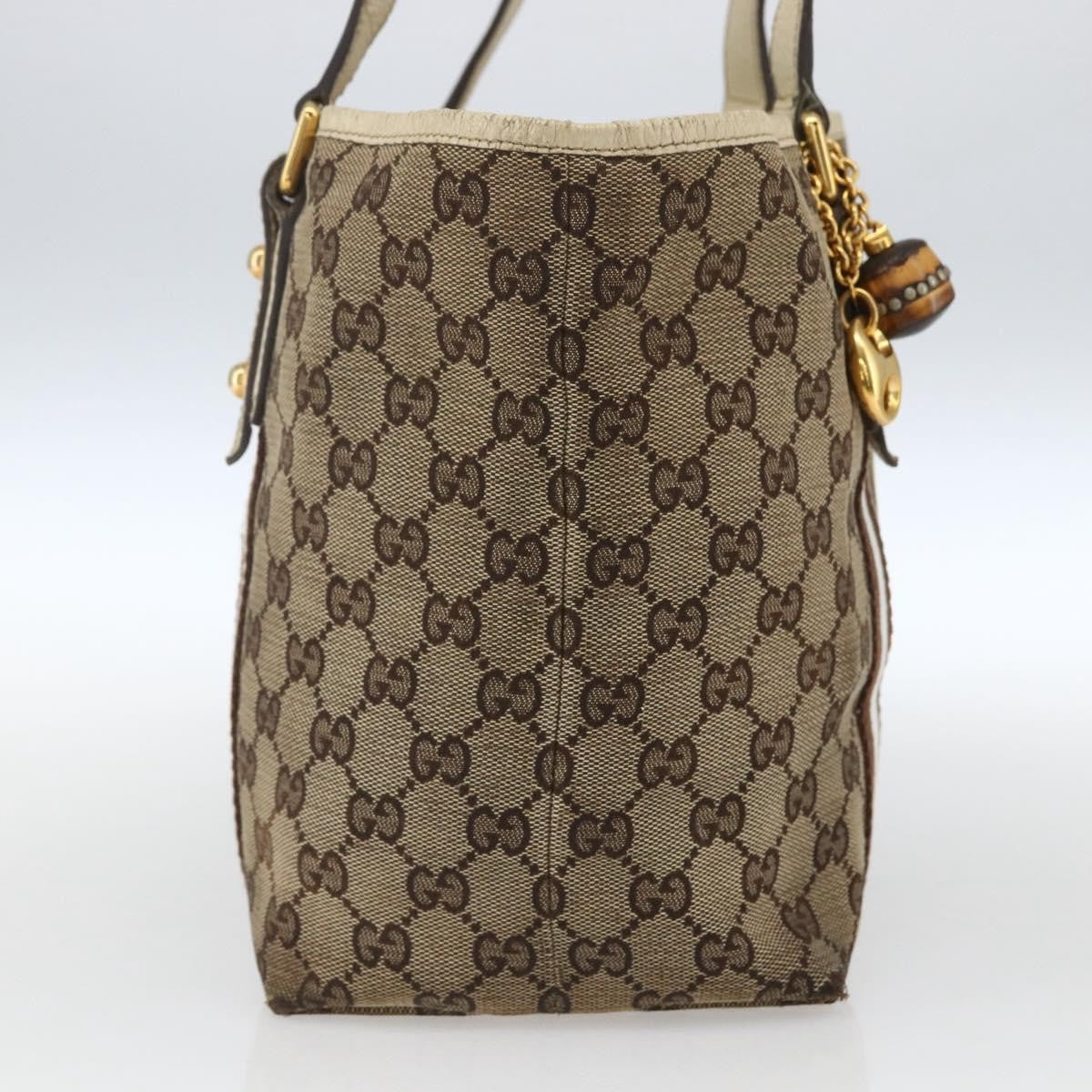 Gucci GUCCI GG Canvas Bamboo Hand Bag Beige Gold 137396 Authentic 164794