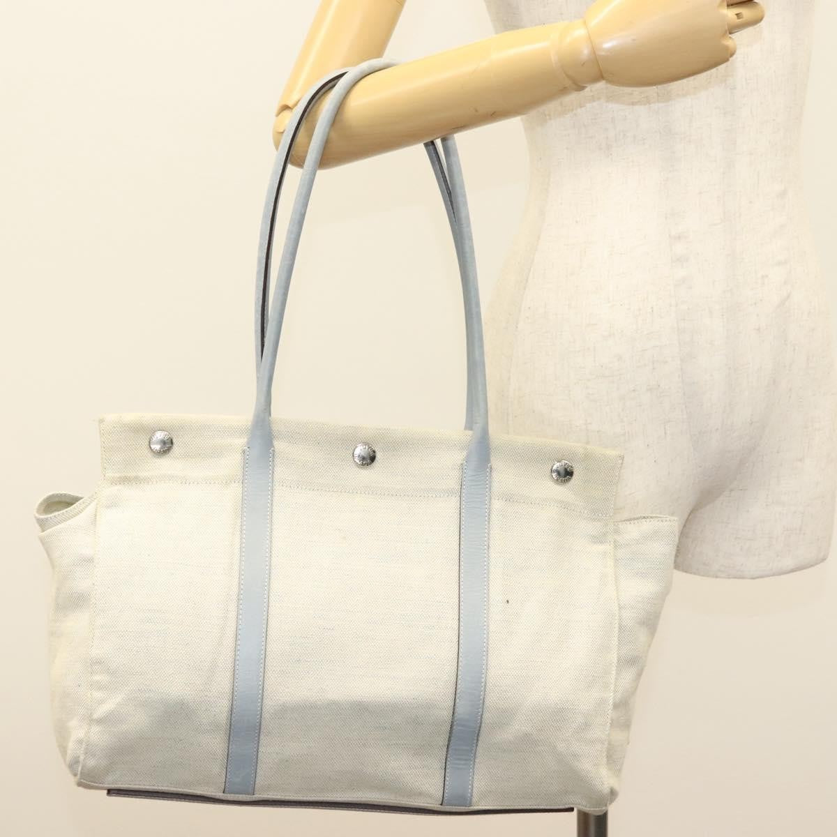 Prada PRADA Tote Bag Canvas Beige Silver Authentic 133386
