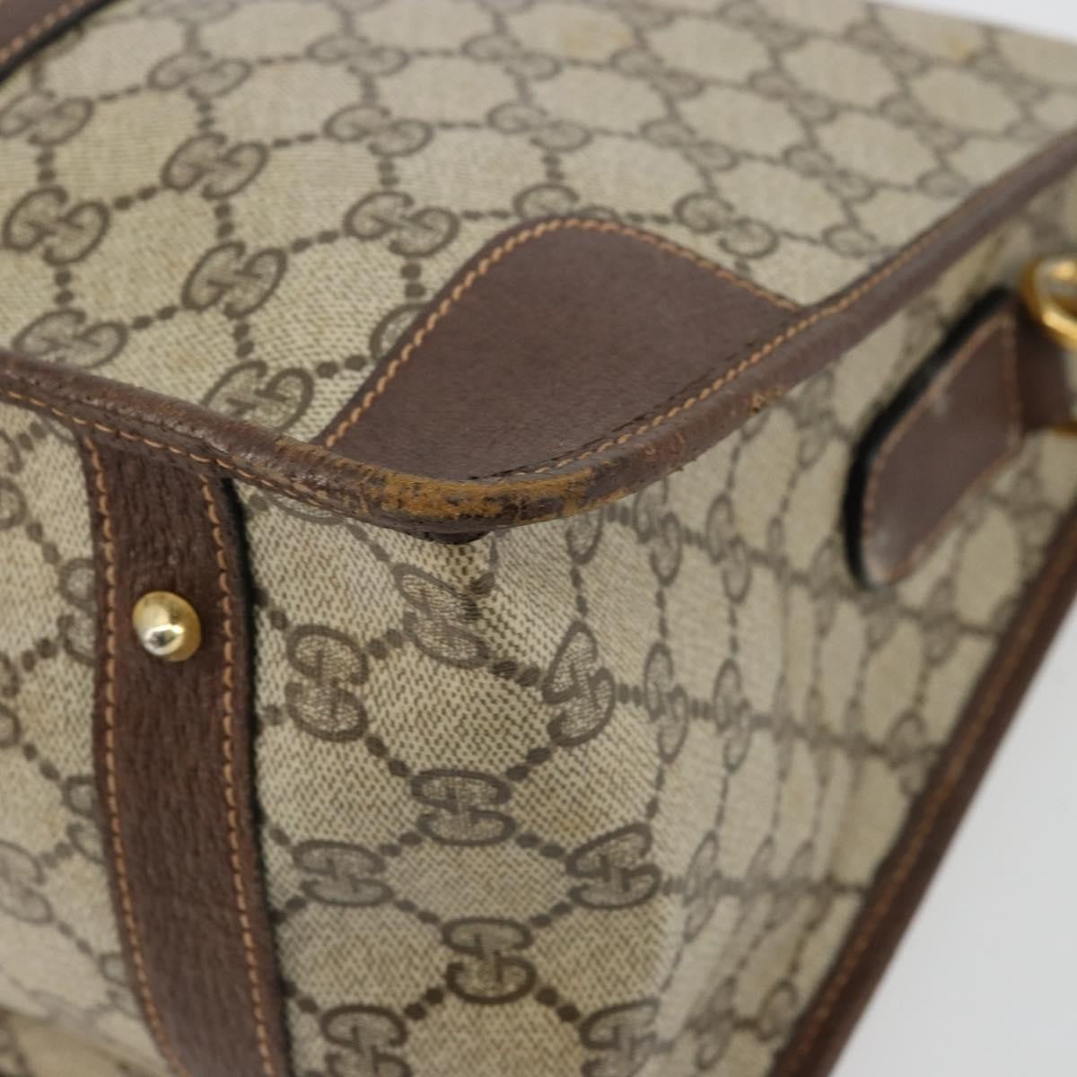 Gucci GUCCI GG Supreme Web Sherry Line Hand Bag PVC 2way Beige Gold Authentic ti3926