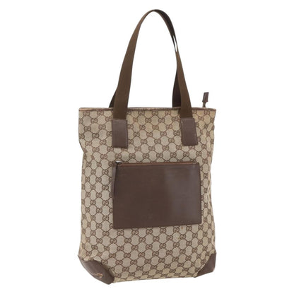 Gucci GUCCI GG Canvas Tote Bag Beige Silver 28892 Authentic 162386