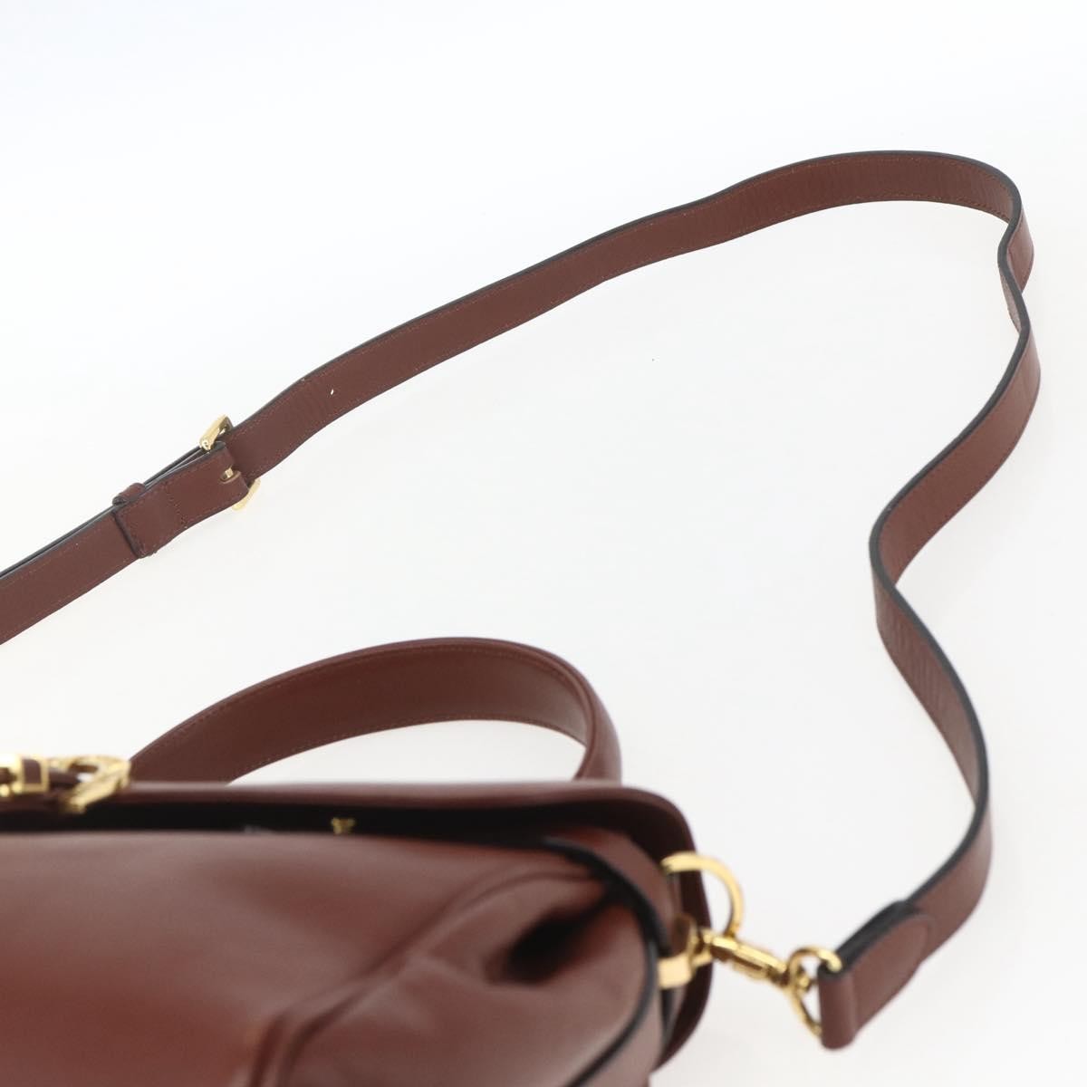 Valentino VALENTINO Hand Bag Leather 2way Brown Gold Authentic hk3311