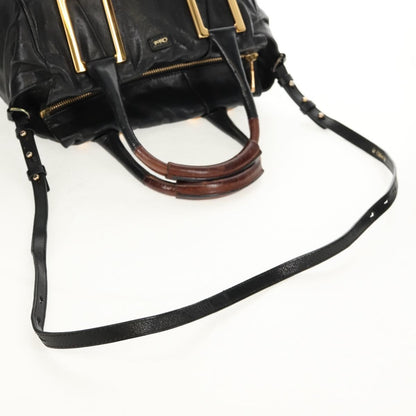 Chloé Chloé Chloe Etel Hand Bag Leather 2way Black Gold Authentic 156936