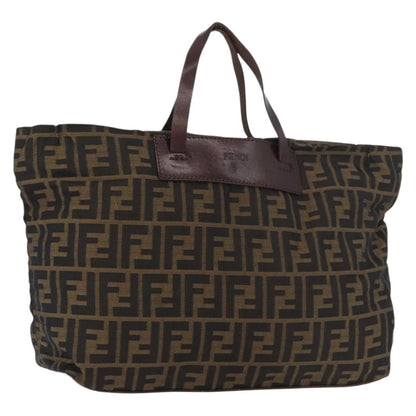 Fendi FENDI Zucca Canvas Tote Bag Brown Black Authentic 176601