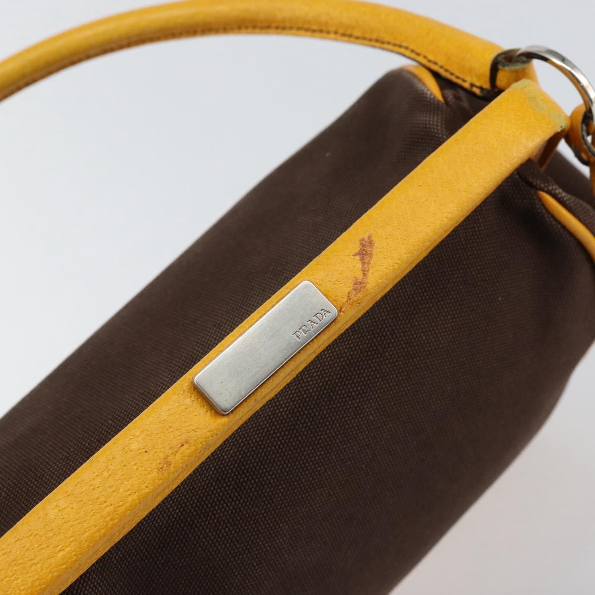 Prada PRADA Hand Bag Canvas Yellow Brown Authentic 154533