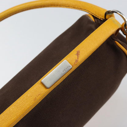 Prada PRADA Hand Bag Canvas Yellow Brown Authentic 154533