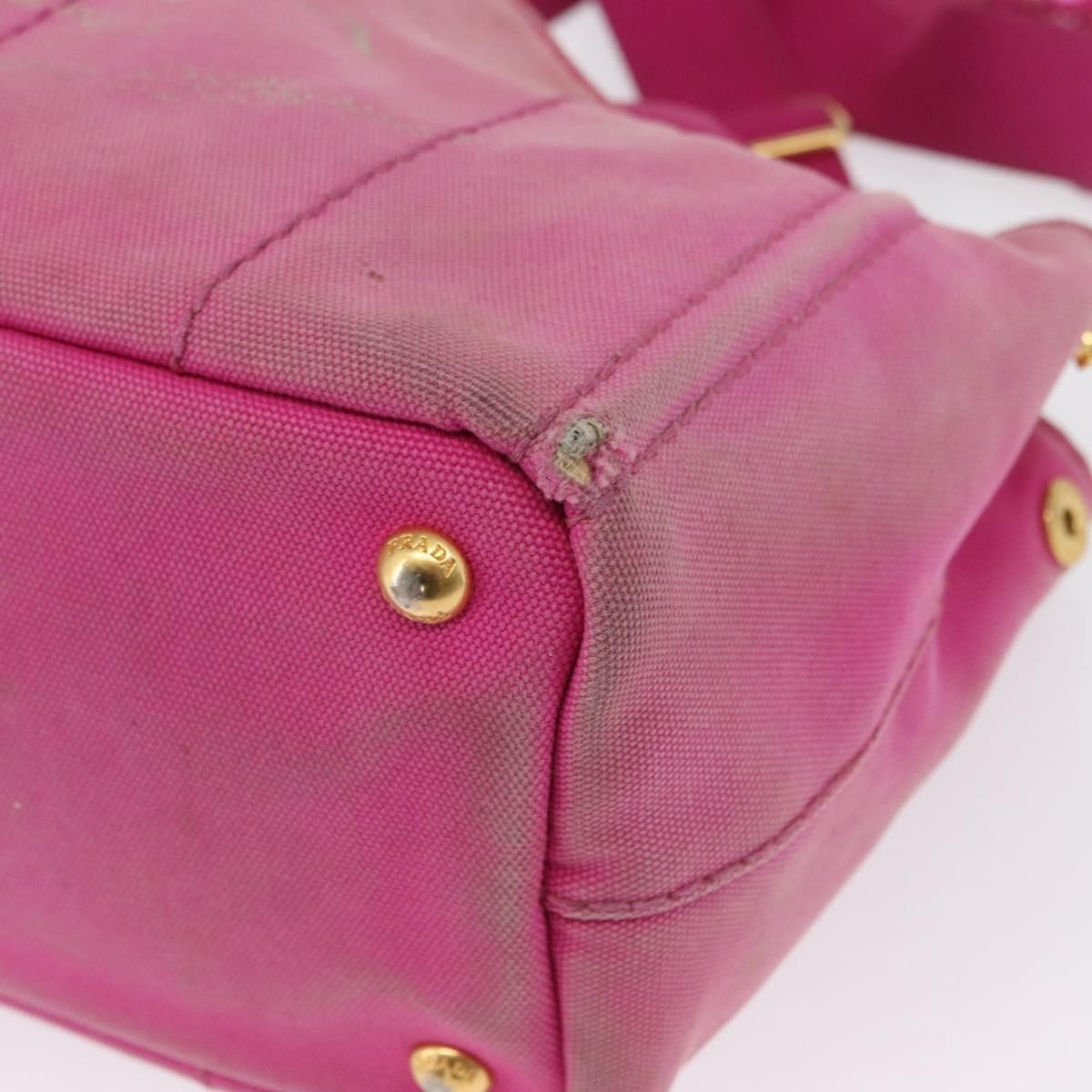 Prada PRADA Canapa PM Hand Bag Canvas 2way Pink Gold Authentic 162515