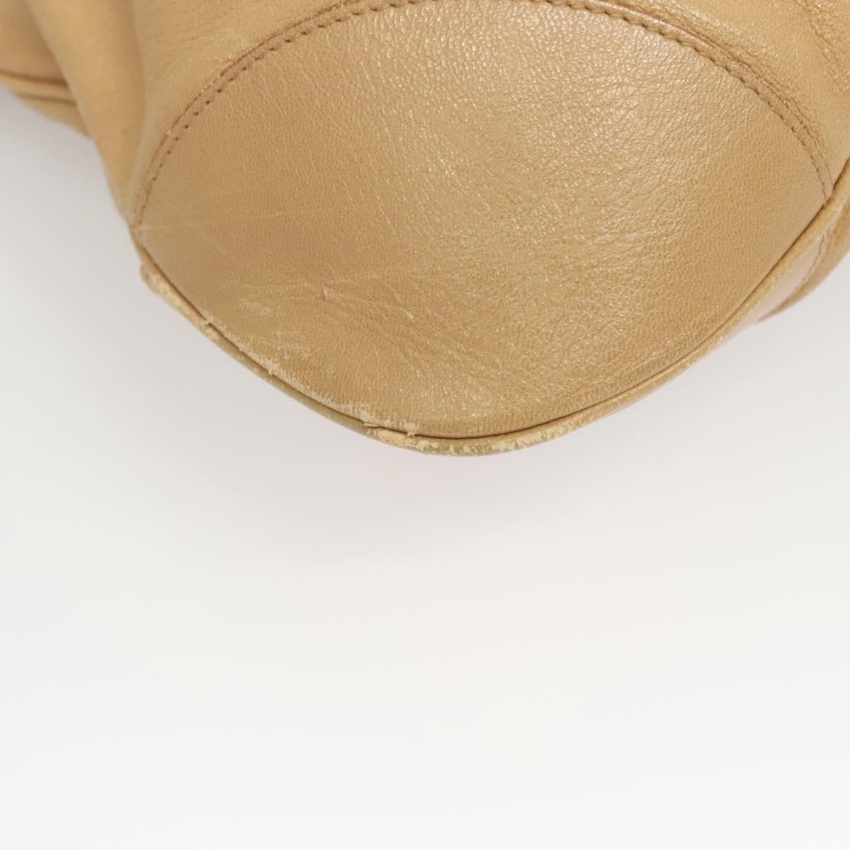 Salvatore Ferragamo Salvatore Ferragamo Gancini Hand Bag Leather Beige Silver Authentic 126621
