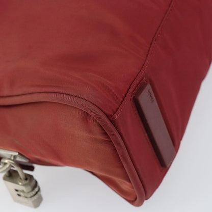Prada PRADA Hand Bag Nylon Red Silver Authentic BA8645