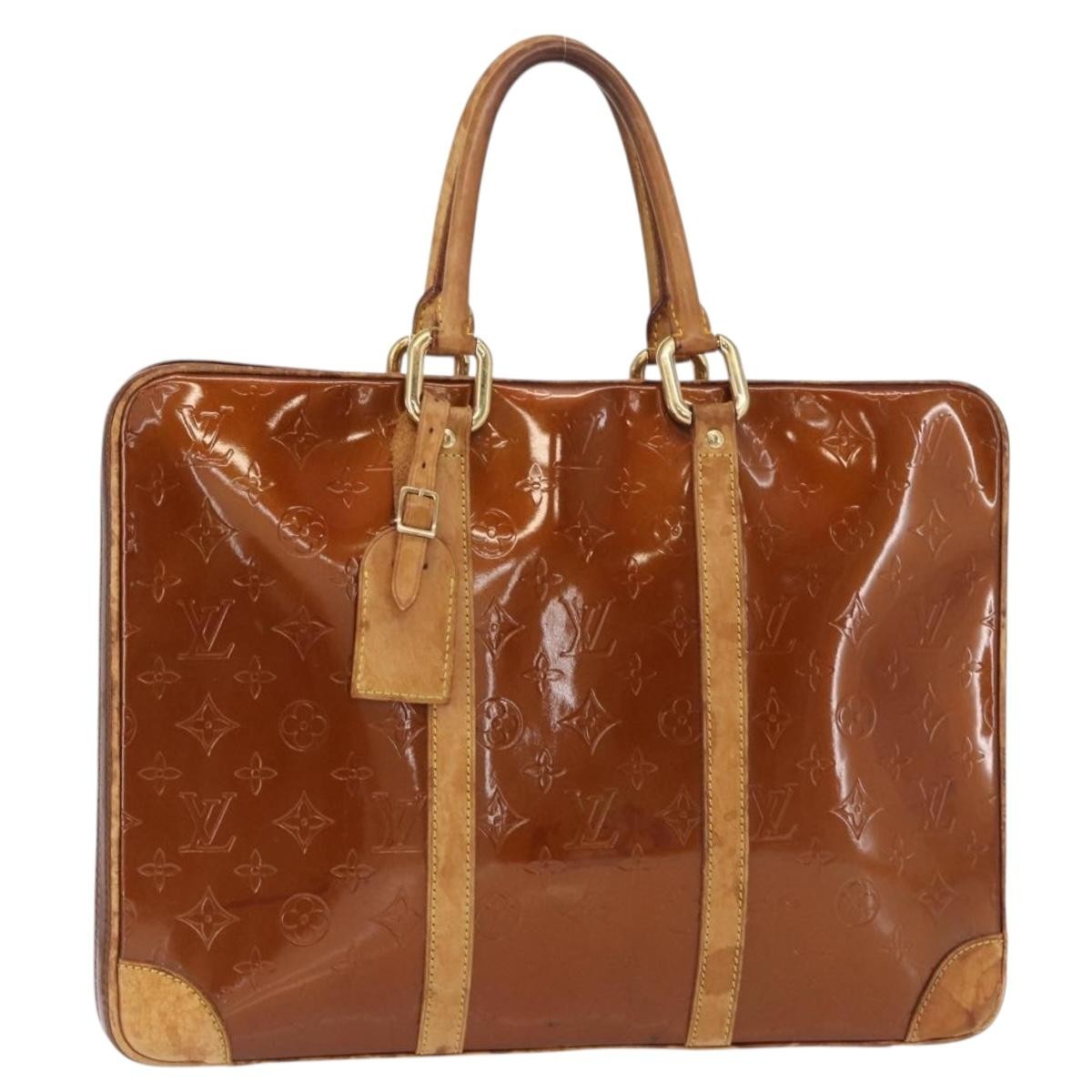 Louis Vuitton LOUIS VUITTON Monogram Vernis Van Damme Hand Bag Bronze M91125 LV Authentic BA8606