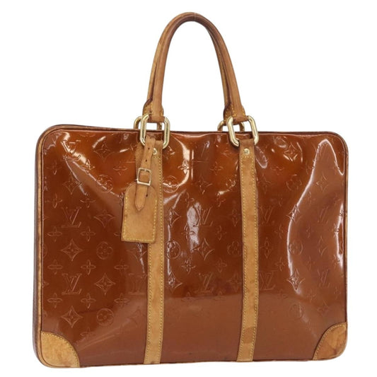 Louis Vuitton LOUIS VUITTON Monogram Vernis Van Damme Hand Bag Bronze M91125 LV Authentic BA8606