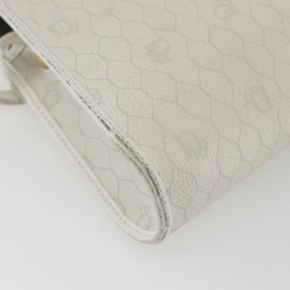 Dior Christian Dior Honeycomb Canvas Shoulder Bag PVC White Gold Authentic 170899