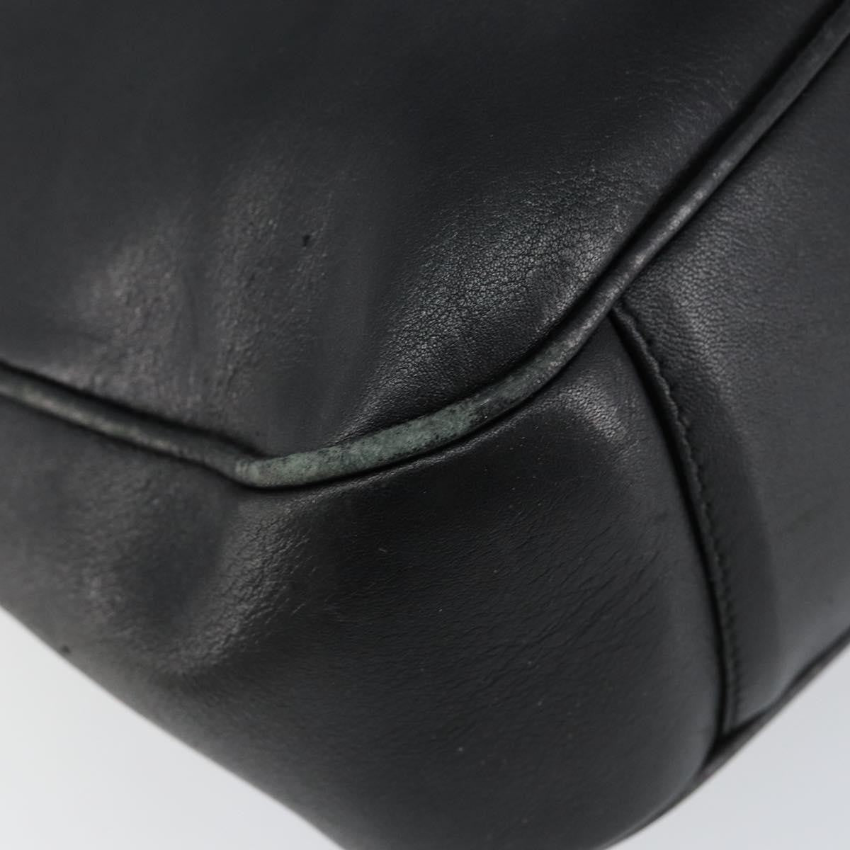 Gucci GUCCI Bamboo Hand Bag Leather Black Gold 001 0166 1638 Authentic 150344