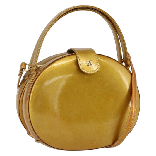Loewe LOEWE Hand Bag Patent leather 2way Gold Authentic ka527