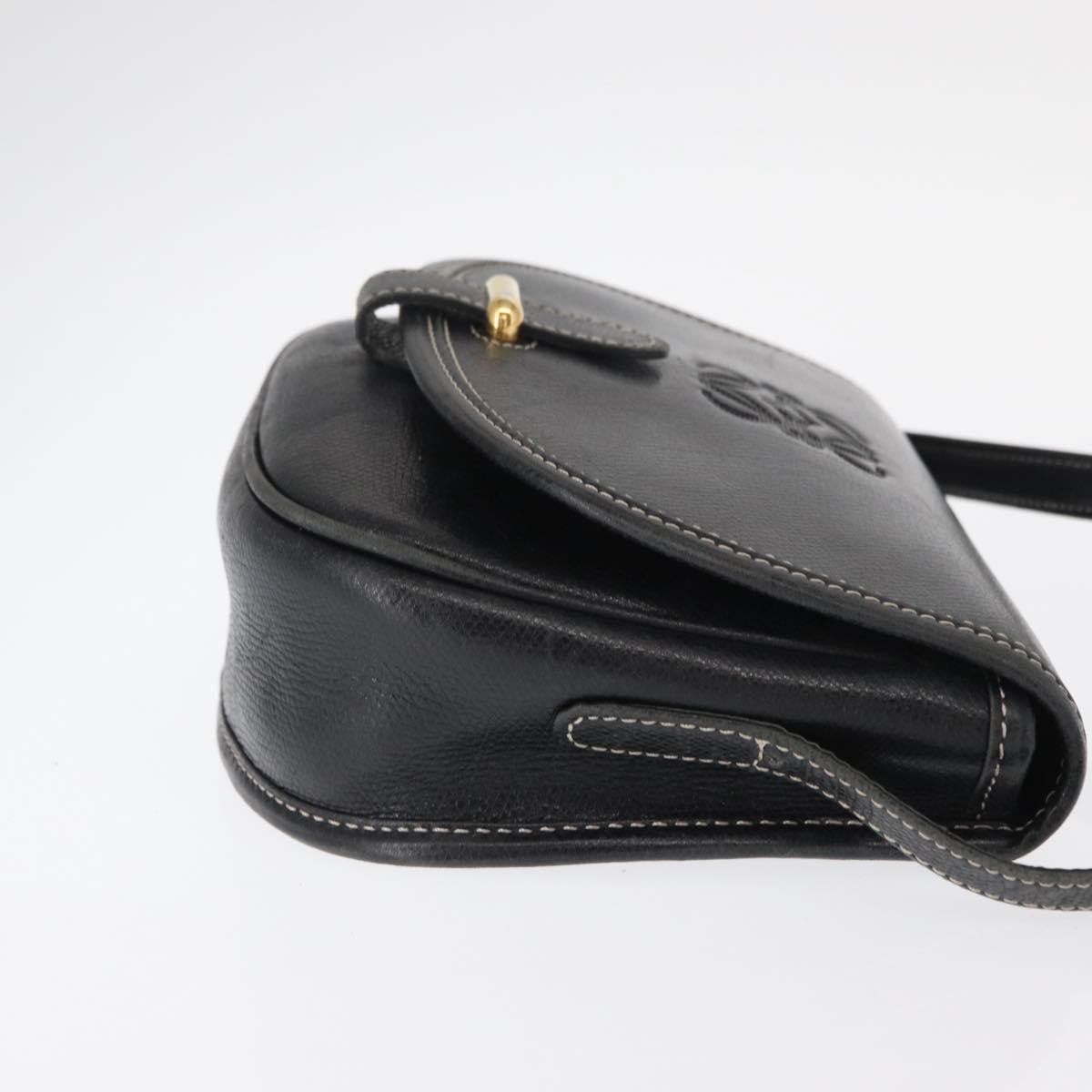 Loewe LOEWE Anagram Shoulder Bag Leather Black Gold Authentic ep12382