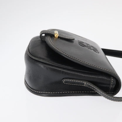 Loewe LOEWE Anagram Shoulder Bag Leather Black Gold Authentic ep12382