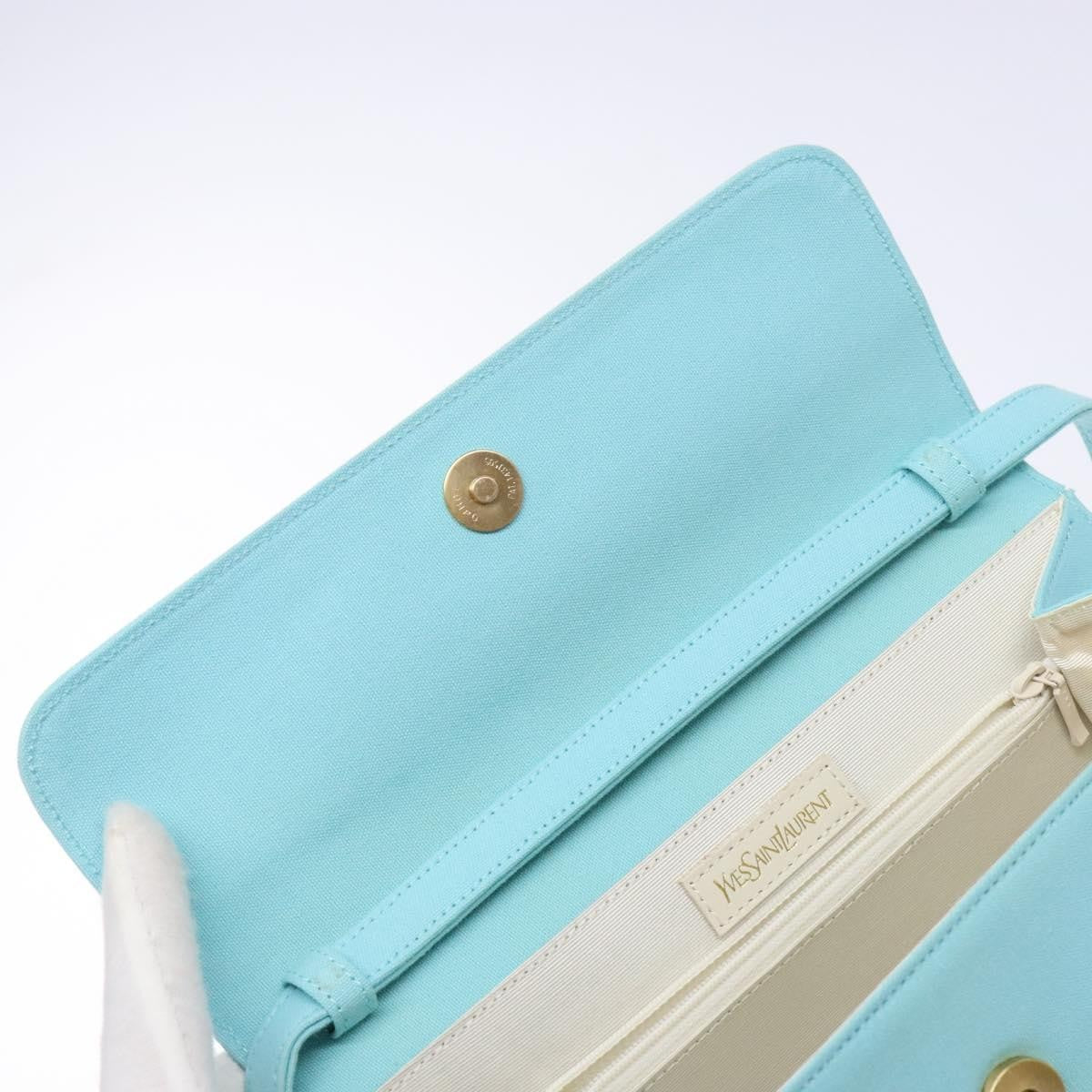 Saint Laurent SAINT LAURENT Shoulder Bag Canvas Light Blue Authentic BA5491