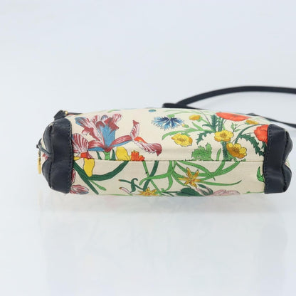 Gucci GUCCI Flora Shoulder Bag Canvas Leather White Gold 007 115 1093 Authentic ep13906