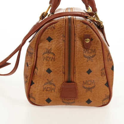 MCM MCM Logogram Vicetos Hand Bag PVC Leather 2way Brown Gold Authentic 158823