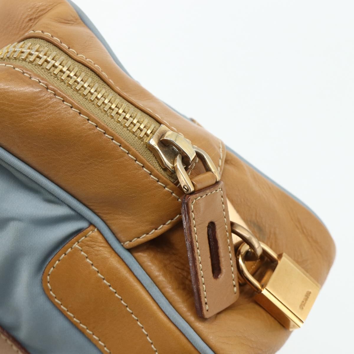 Prada PRADA Shoulder Bag Nylon Light Blue Gold Authentic 179021