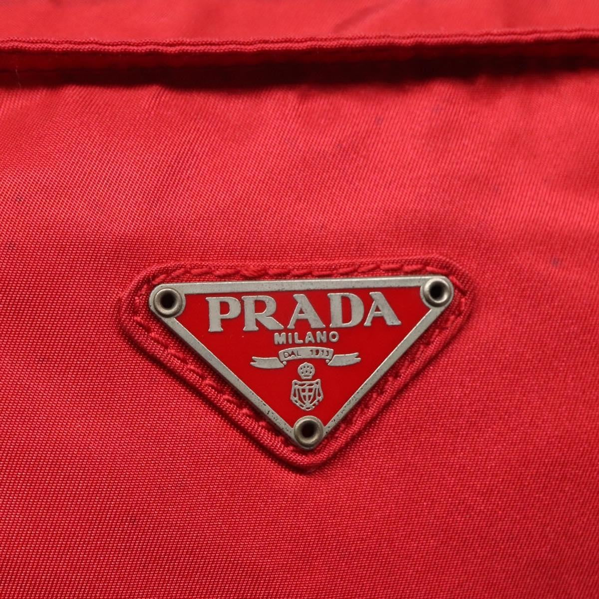 Prada PRADA Shoulder Bag Nylon Red Silver Authentic 101081