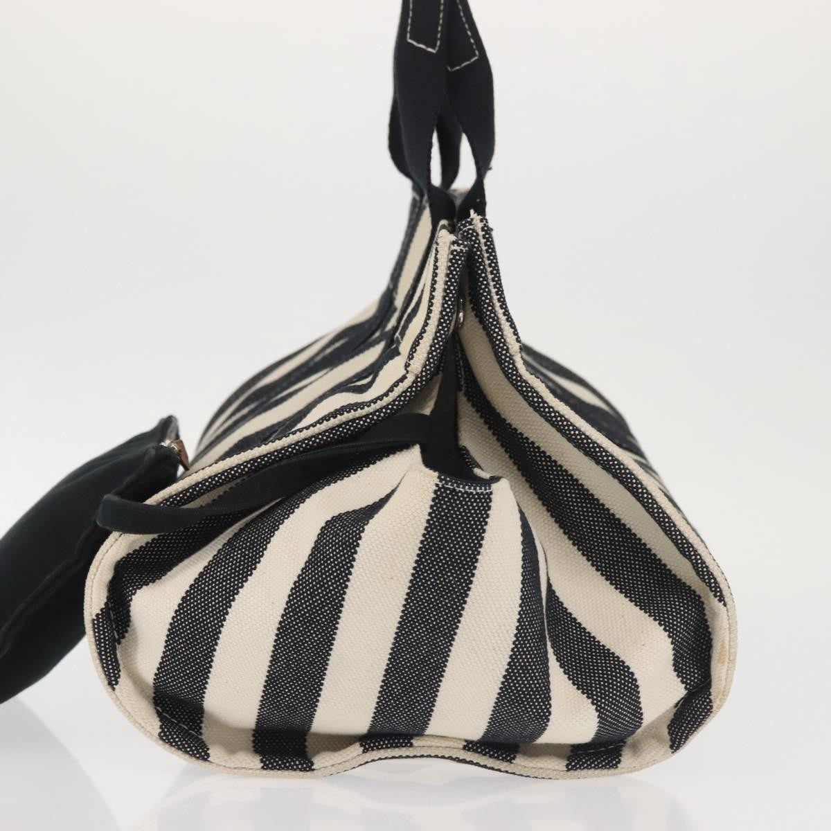 Hermès Hermès HERMES Cannes PM Hand Bag Canvas White Black Authentic hk3009