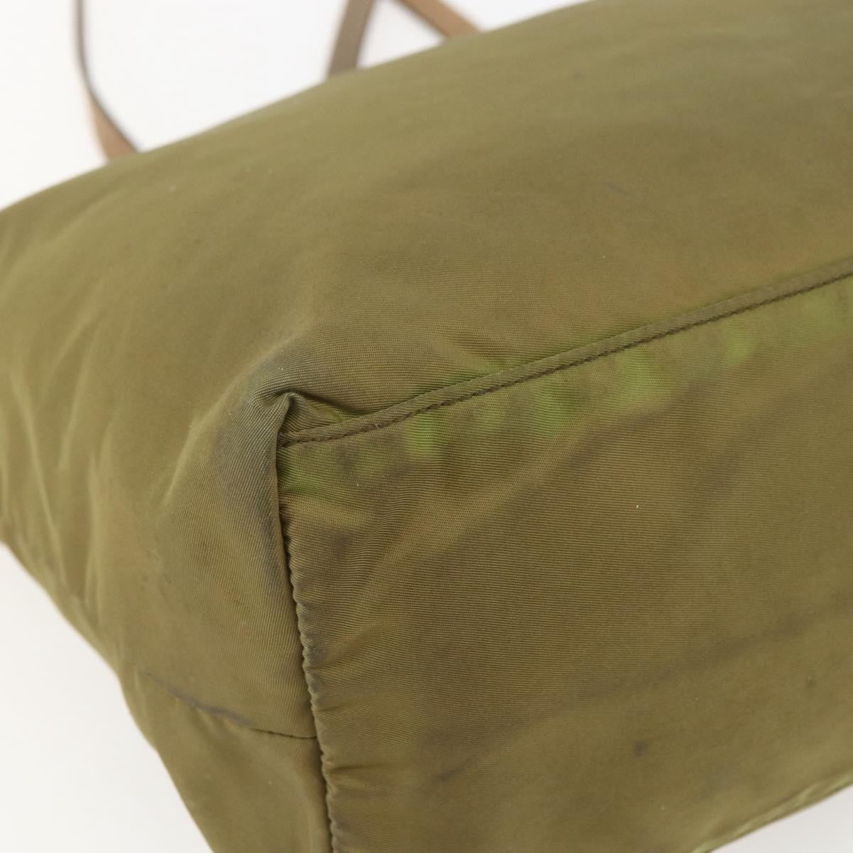 Prada PRADA Hand Bag Nylon Khaki Gold Authentic 159131