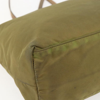 Prada PRADA Hand Bag Nylon Khaki Gold Authentic 159131
