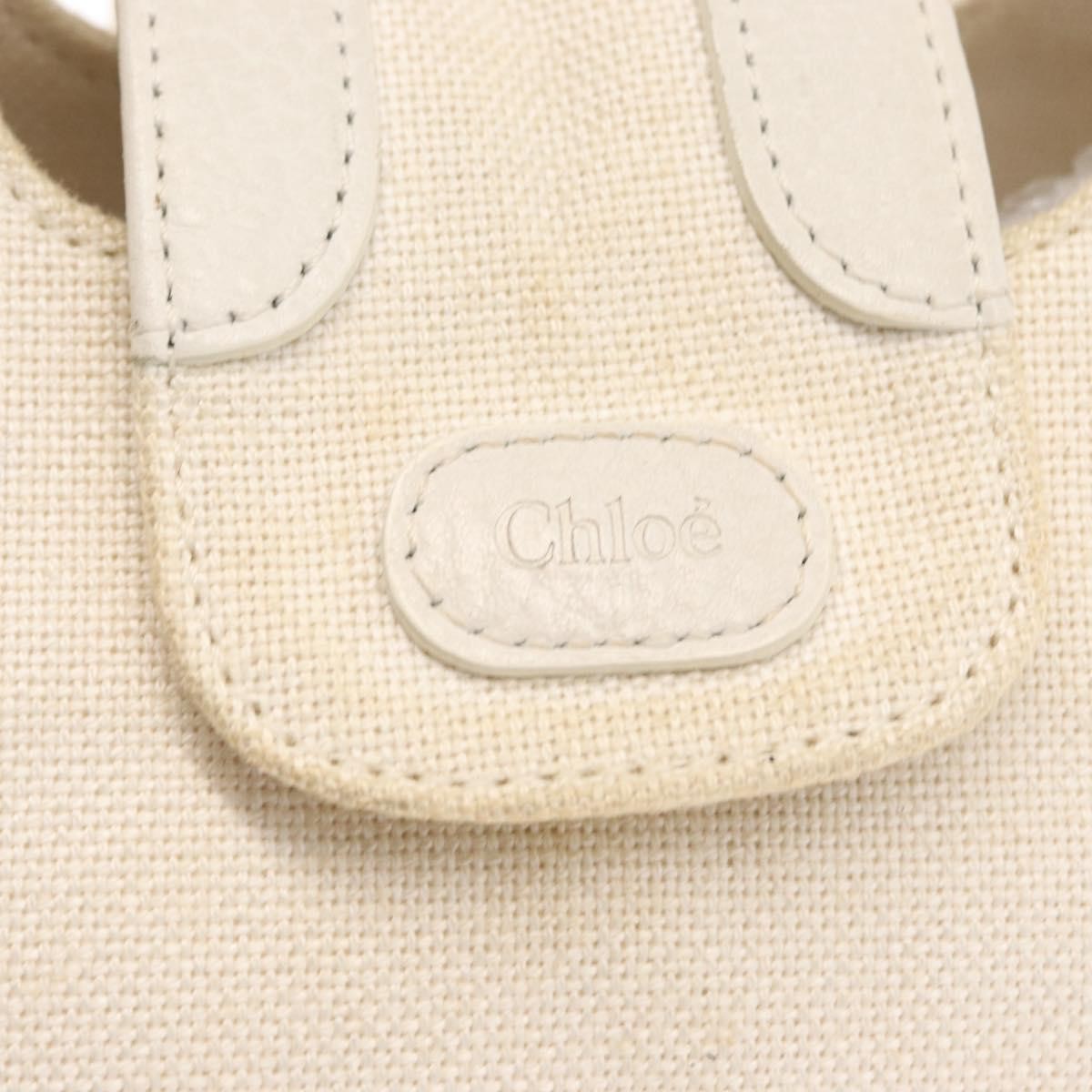 Chloé Chloé Chloe Hand Bag Canvas Leather White Authentic mr1648