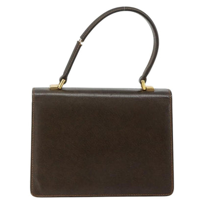 Gucci GUCCI Hand Bag Leather Brown Gold Authentic ep14250