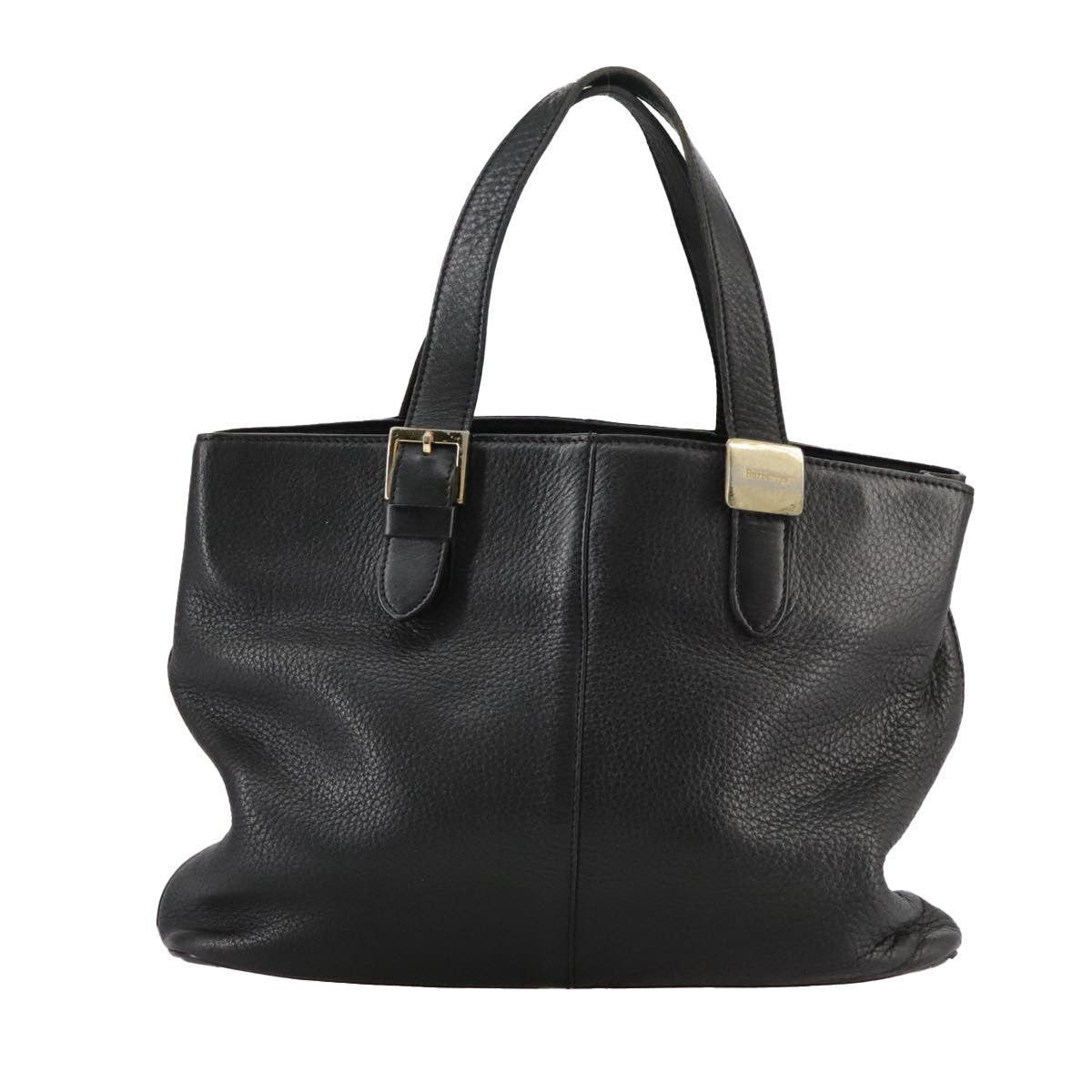 Burberrys Burberrys Hand Bag Leather Black Gold Authentic bs20817