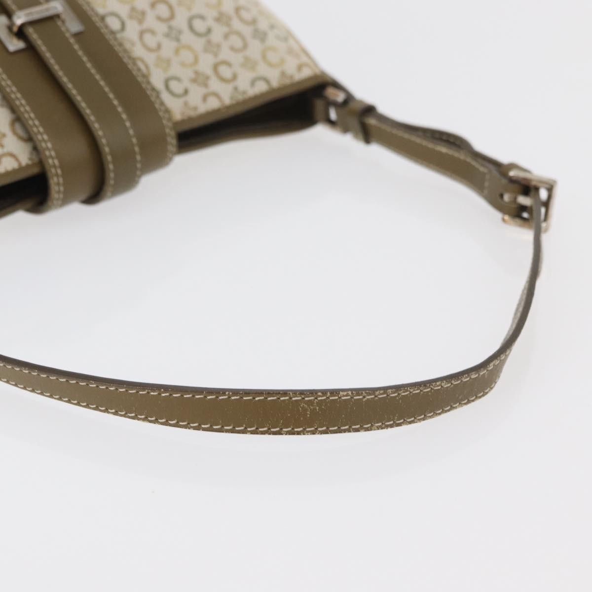 Celine CELINE C Macadam Canvas Shoulder Bag Beige Silver Authentic 176486A