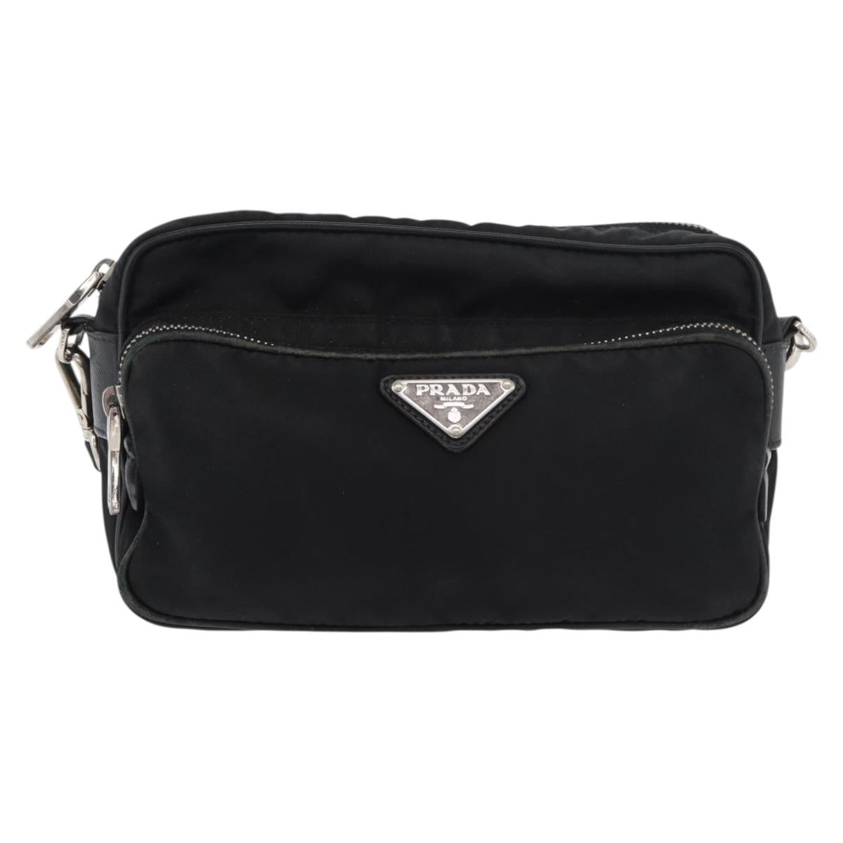 Prada PRADA Shoulder Bag Nylon Black Silver Authentic 175723
