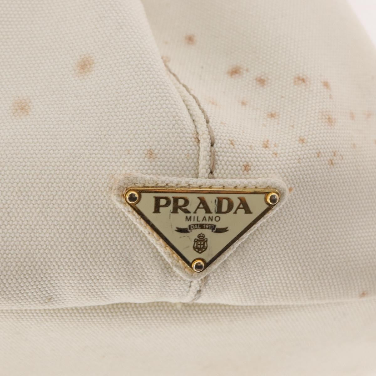 Prada PRADA Canapa MM Hand Bag Denim White Gold Authentic BSZ344