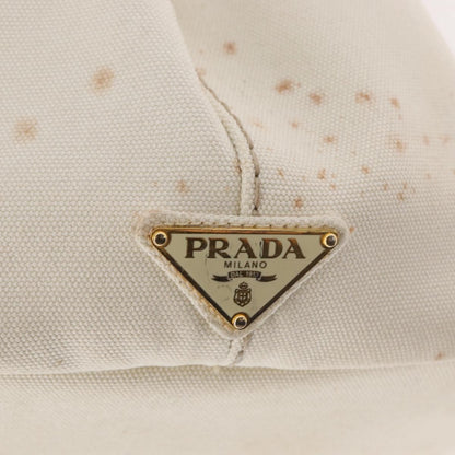 Prada PRADA Canapa MM Hand Bag Denim White Gold Authentic BSZ344