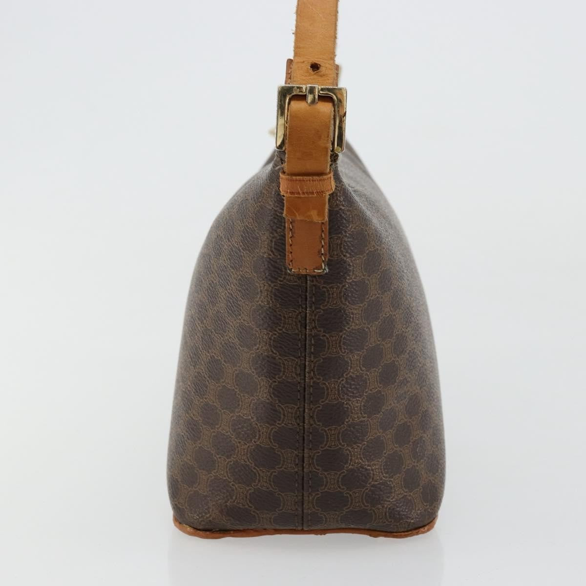 Celine CELINE Macadam Canvas Shoulder Bag PVC Leather Brown Gold Authentic bs34810