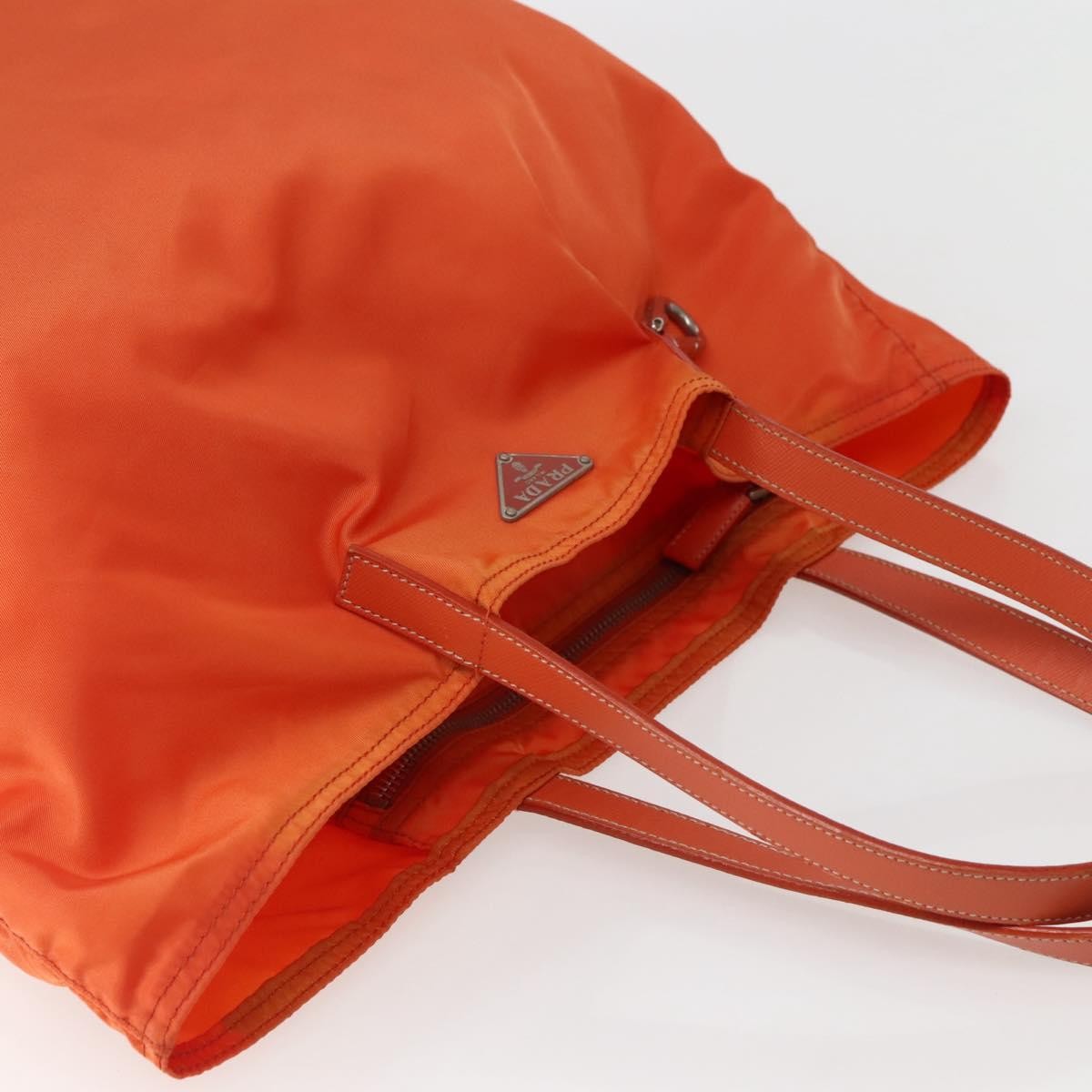 Prada PRADA Tote Bag Nylon Orange Silver Authentic 142868