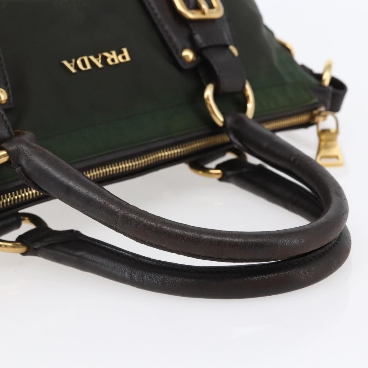 Prada PRADA Hand Bag Nylon 2way Khaki Gold Authentic 148290