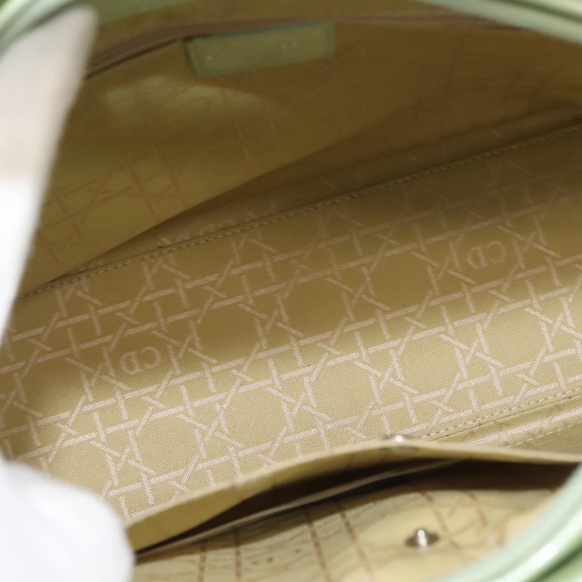 Dior Christian Dior Maris Pearl Hand Bag Enamel Green Authentic 150745