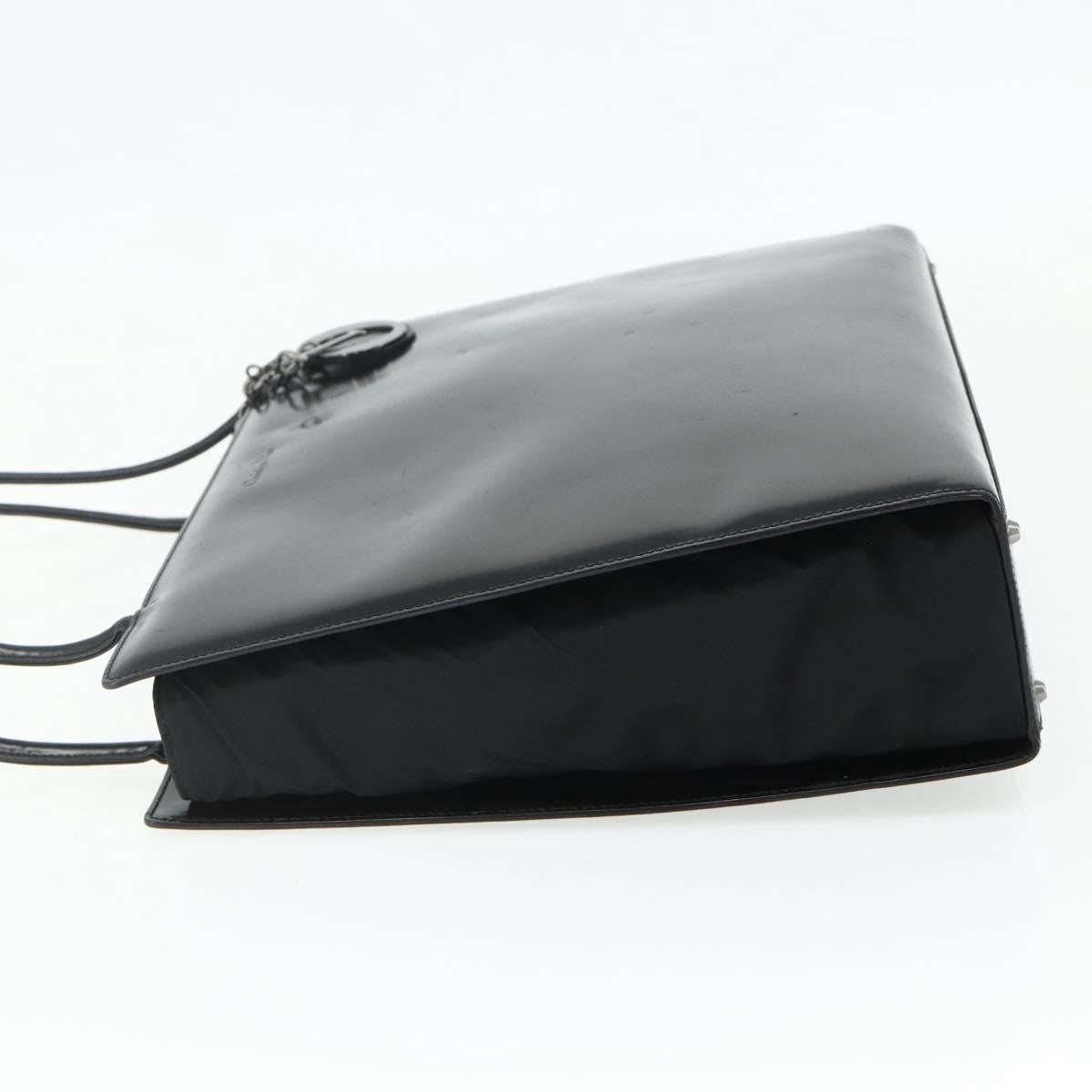 Dior Christian Dior Tote Bag Patent leather Black Silver Authentic 176564A