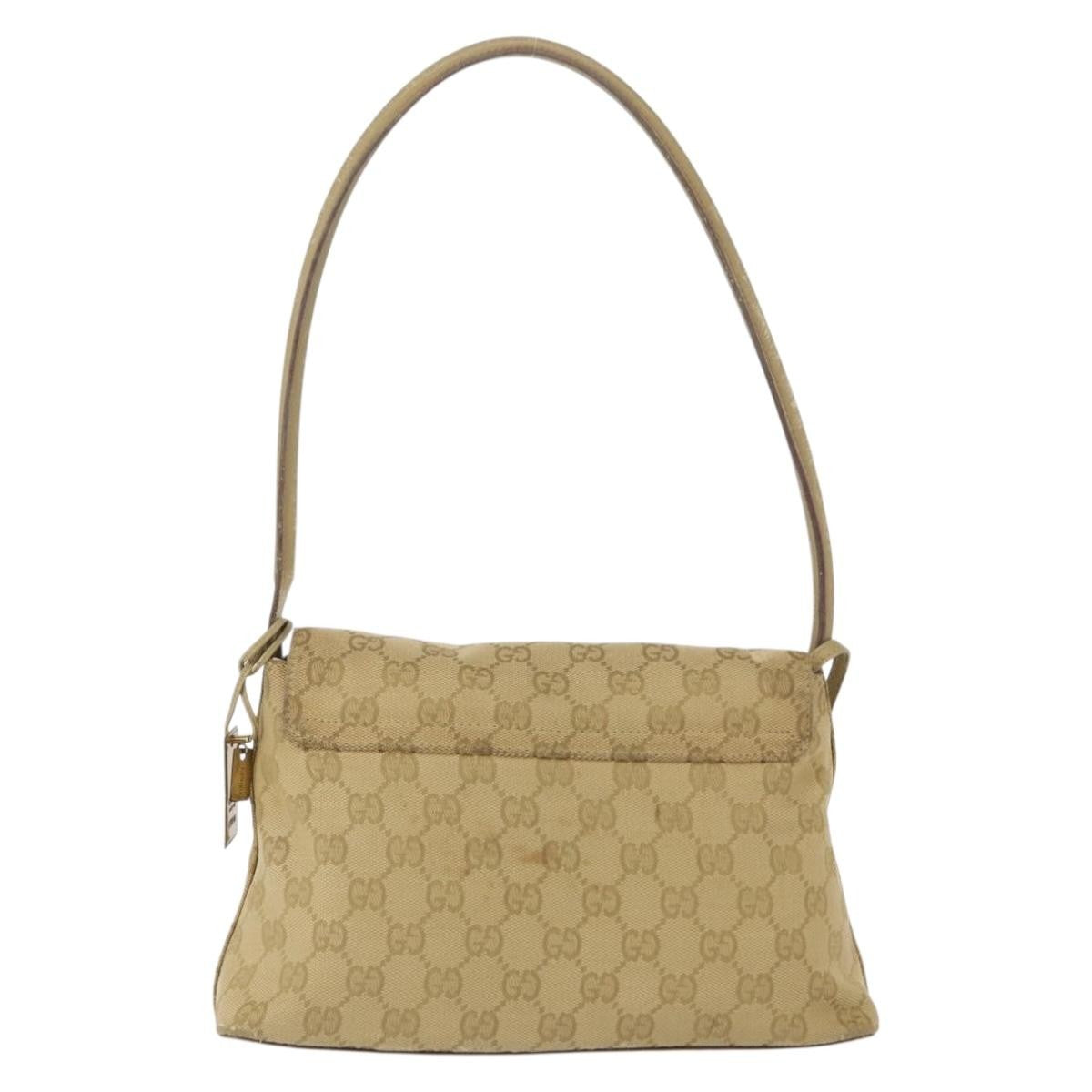 Gucci GUCCI GG Canvas Shoulder Bag Beige Gold 90646 Authentic mr1955