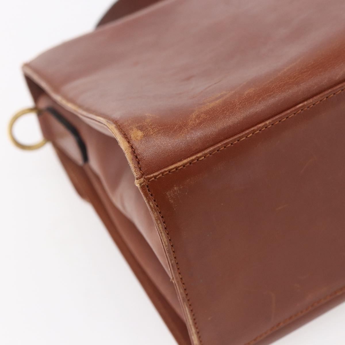 Salvatore Ferragamo Salvatore Ferragamo Gancini Hand Bag Leather Brown Gold Authentic 150384
