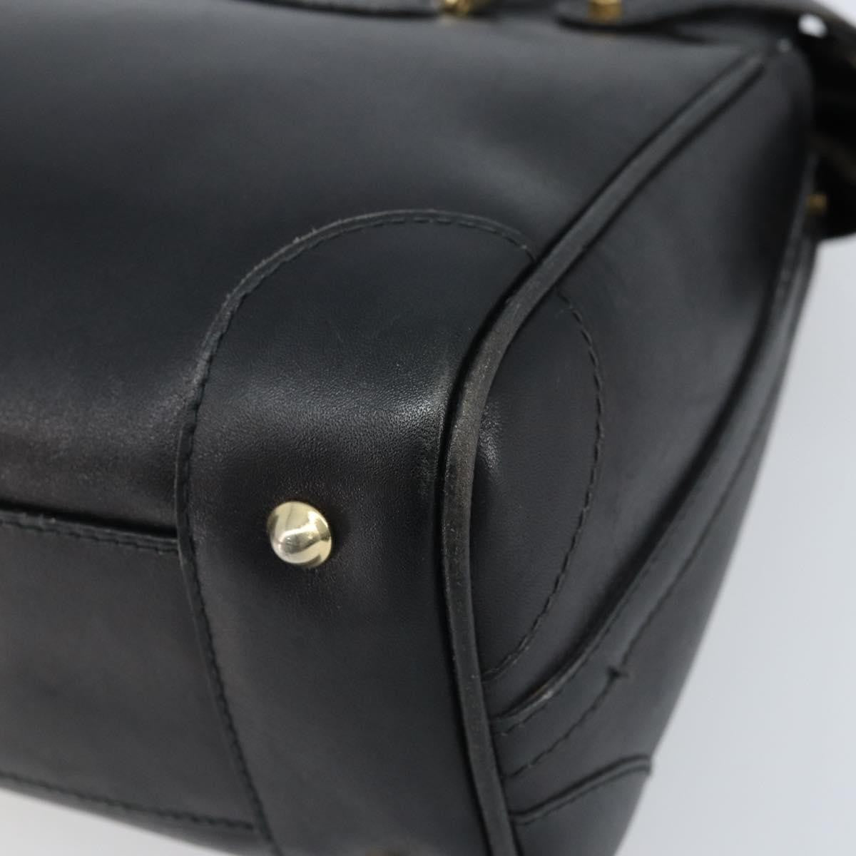 Gucci GUCCI Hand Bag Leather Black Gold Authentic BSZ350