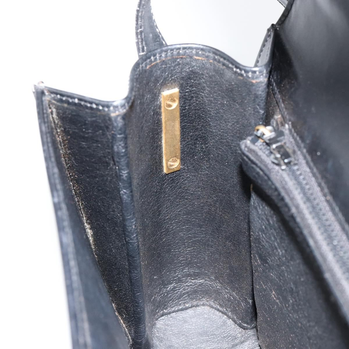 Gucci GUCCI Web Sherry Line Shoulder Bag Leather Black Gold Authentic SW1764
