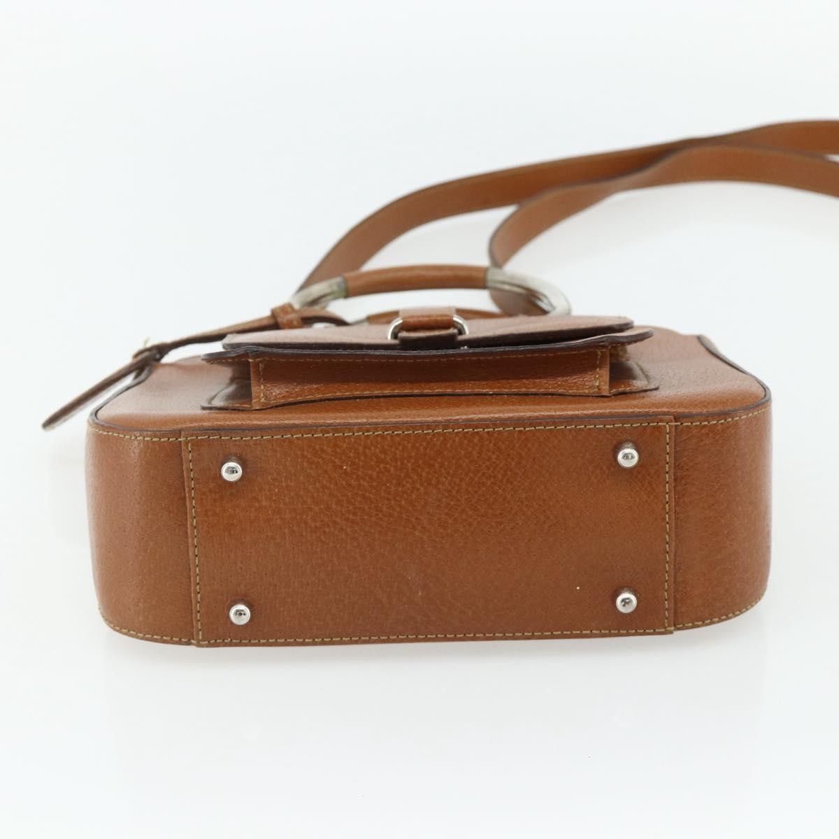 Gucci GUCCI Hand Bag Leather 2way Brown Silver 000 2058 0308 5 Authentic 177030