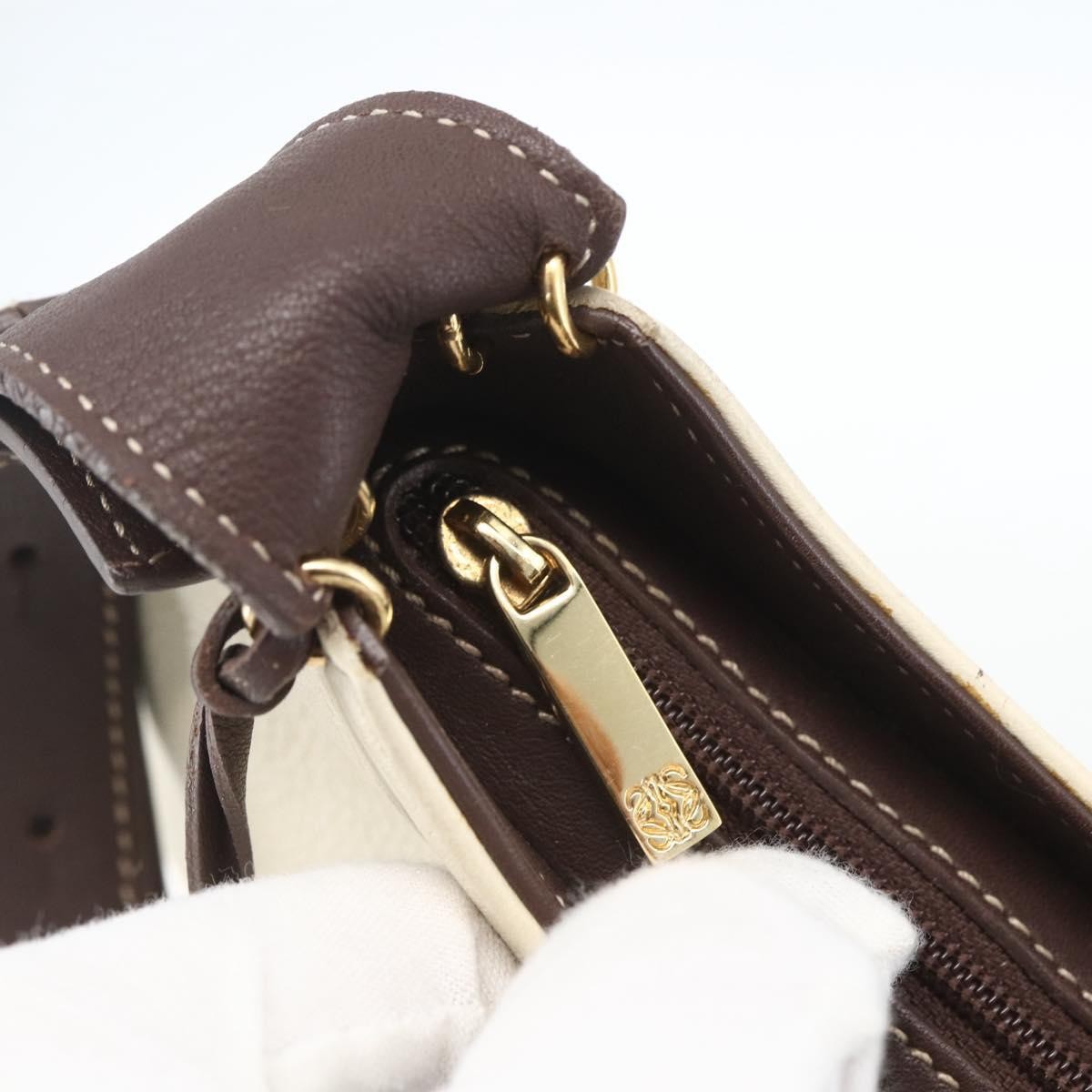 Loewe LOEWE Shoulder Bag Leather White Gold Authentic 162858